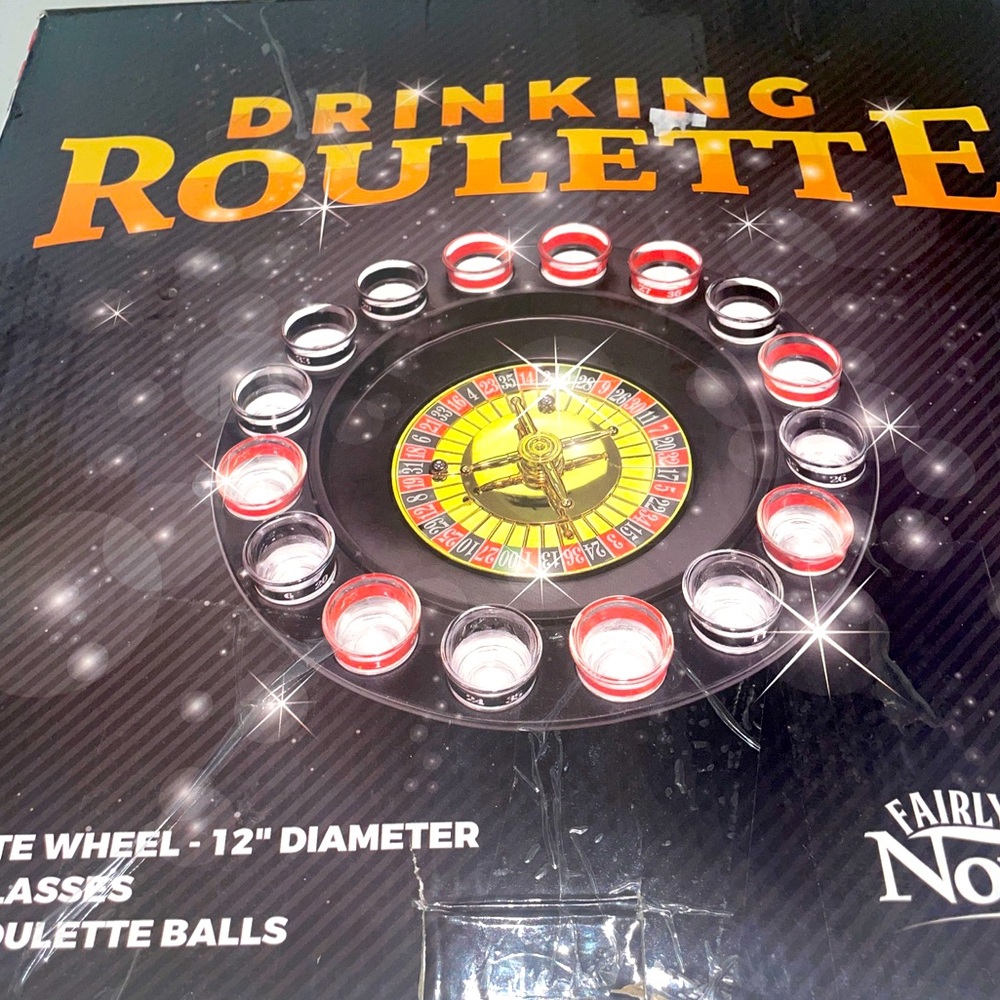 Shot Glass Roulette Novelty Gifts Drinking Party Game, 16PCS, Red/Black, No Ball